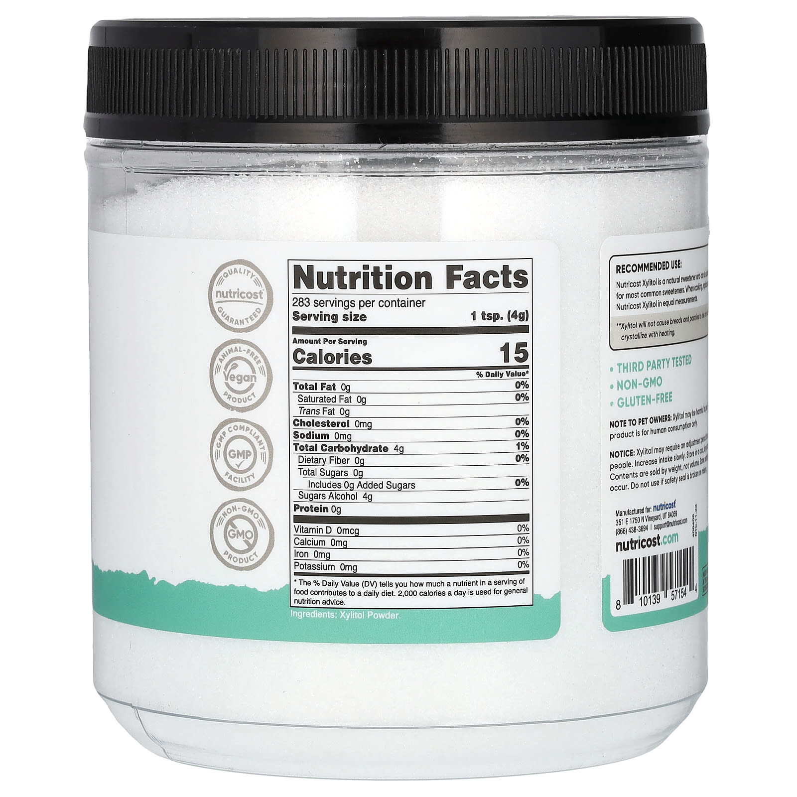 Nutricost, Pantry, Xylitol Powder, Plant-Based Sweetener, 2.5 lb (1,134 g)