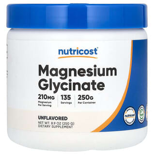 Nutricost, Glicinato de magnesio, Sin sabor, 250 g (8,9 oz)
