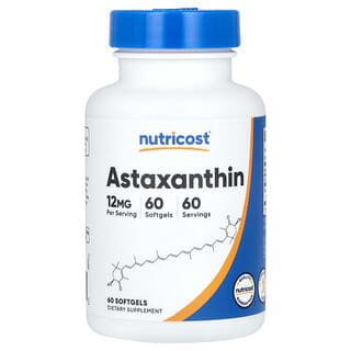 Nutricost‏, אסטקסנטין, 12 מ"ג, 60 כמוסות רכות