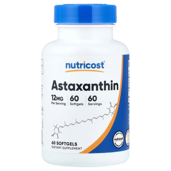Nutricost, Astaksantin, 12 mg, 60 Yumuşak Jel