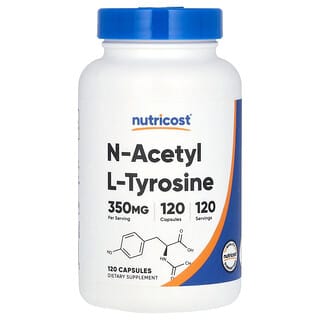 Nutricost, N-acetil-L-tirosina, 350 mg, 120 cápsulas