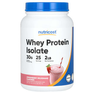 Nutricost, изолят сывороточного протеина, со вкусом клубничного молочного коктейля, 907 г (2 фунта)