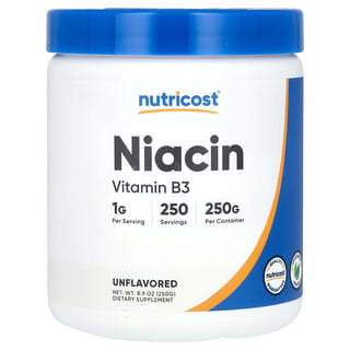 Nutricost, ниацин, без добавок, 250 г (8,9 унции)