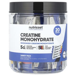 Nutricost, Performance, Creatine Monohydrate, Variety Pack, 20 Stick Packs, 0.2 oz (5.2- 6.7 g) Each