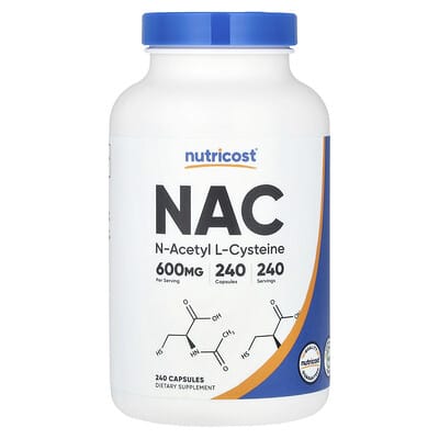 Nutricost, N-Acetyl Cysteine ​​(NAC), 600 mg, 240 Capsules