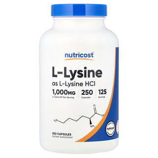 Nutricost, L-Lysine, 250 Capsules (500 mg per Capsule)