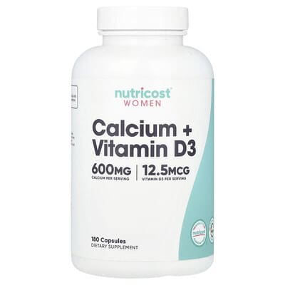 Nutricost, Women's, Calcium + Vitamin D3, 180 Capsules