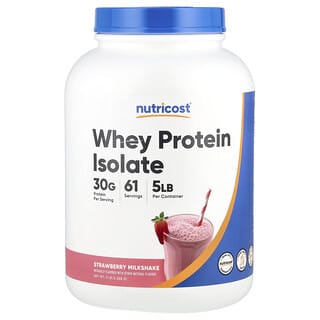 Nutricost, Aislado de proteína de suero de leche, Batido de fresa, 2268 g (5 lb)