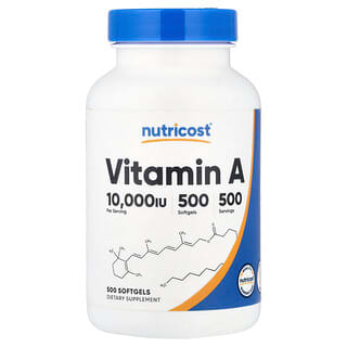 Nutricost, Vitamin A, 10 000 IE, 500 softgels