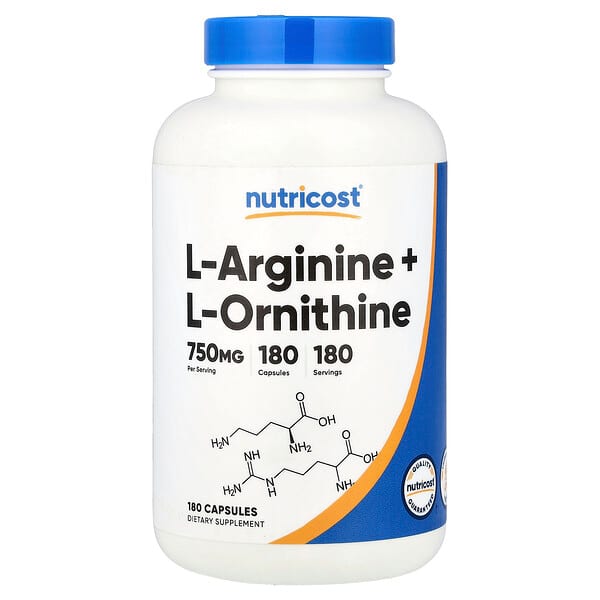 Nutricost, L-精胺酸 + L-鳥氨酸，180 粒膠囊