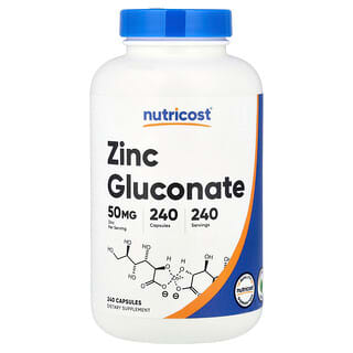 Nutricost, Глюконат цинка, 50 мг, 240 капсул