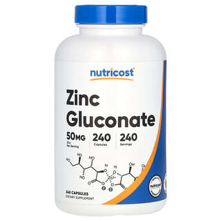 Nutricost, Gluconate de zinc, 50 mg, 240 capsules