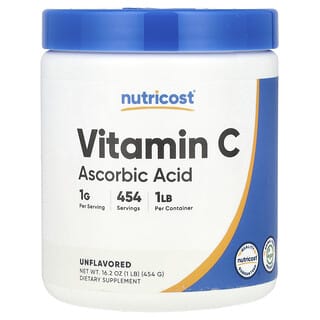 Nutricost, Kwas askorbinowy, bezsmakowy, 454 g