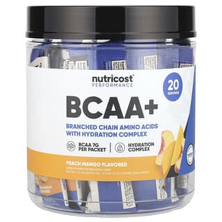 Nutricost, Performance, BCAA+, Pêche et mangue, 20 sachets, 13 g pièce