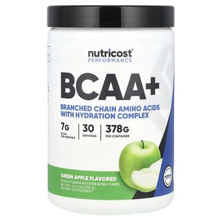 Nutricost, 운동 능력, BCAA+, 그린 애플, 378g(13.5oz)