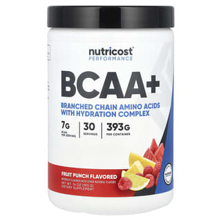 Nutricost, Performance, BCAA+, Fruit Punch, 14 oz (393 g)