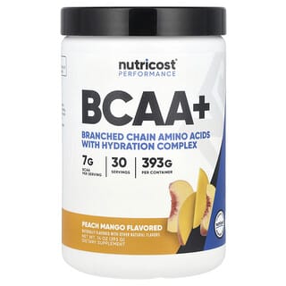 Nutricost, Performance, BCAA+, Pêche et mangue, 393 g