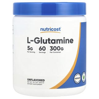 Nutricost, L-glutamin, ízesítetlen, 10,7 uncia (300 g)