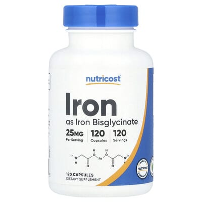 Nutricost, Iron, 25 mg, 120 Capsules