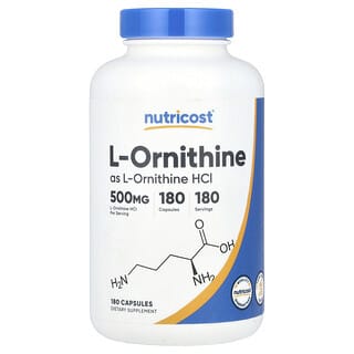 Nutricost, L-Ornitina, 500 mg, 180 Cápsulas