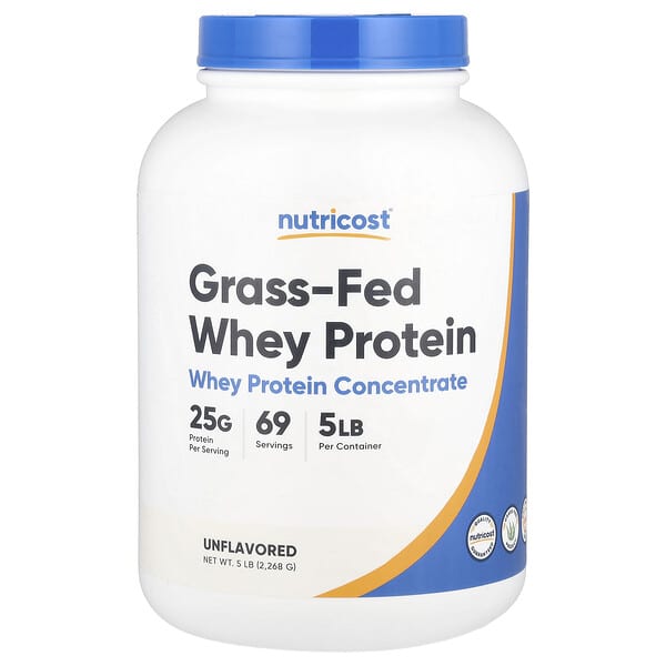 Grass-Fed Whey Protein Concentrate, Unflavored, 5 lb (2,268 g)