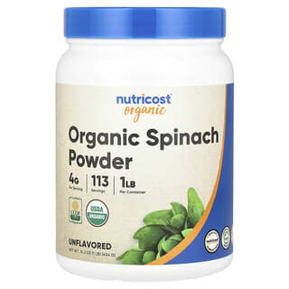 Nutricost, порошок из органического шпината, без добавок, 454 г (16,2 унции)