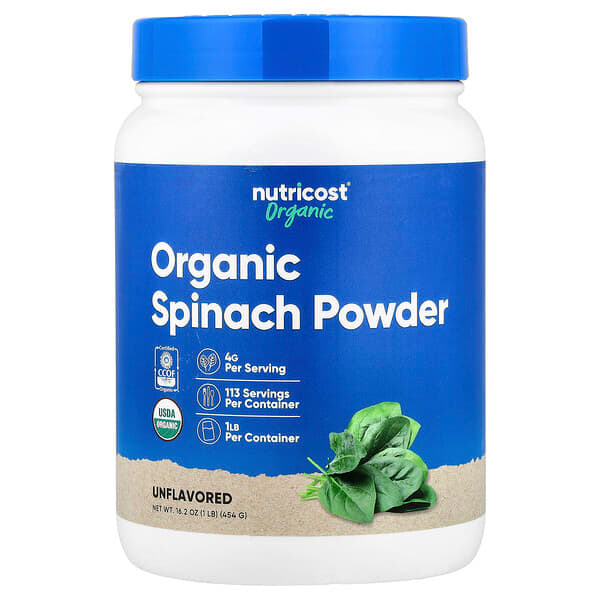 Nutricost, Organic Spinach Powder, Unflavored, 16.2 oz (454 g) — product photo 1