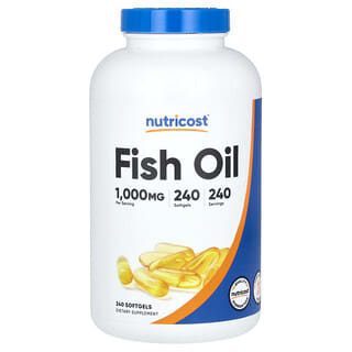 Nutricost, Aceite de pescado, 1000 mg, 240 cápsulas blandas