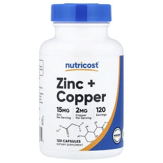Nutricost, Zinco + Cobre, 120 Cápsulas
