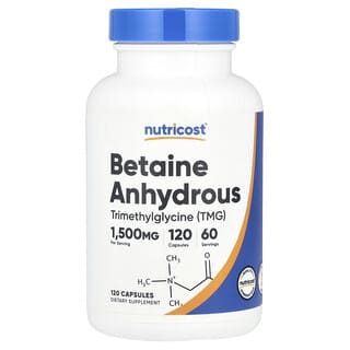 Nutricost, Betaína anhidra, 1500 mg, 120 cápsulas (750 mg por cápsula)