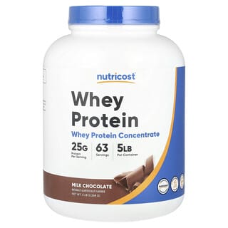 Nutricost, Concentrado de proteína de suero de leche, Chocolate con leche, 2268 g (5 lb)