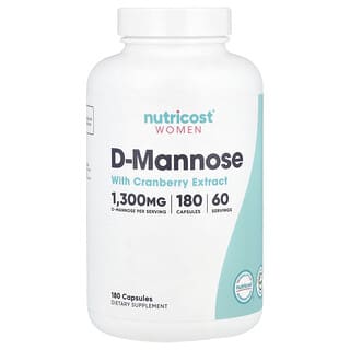 Nutricost, D-manosa con extracto de arándano rojo para mujeres, 180 cápsulas