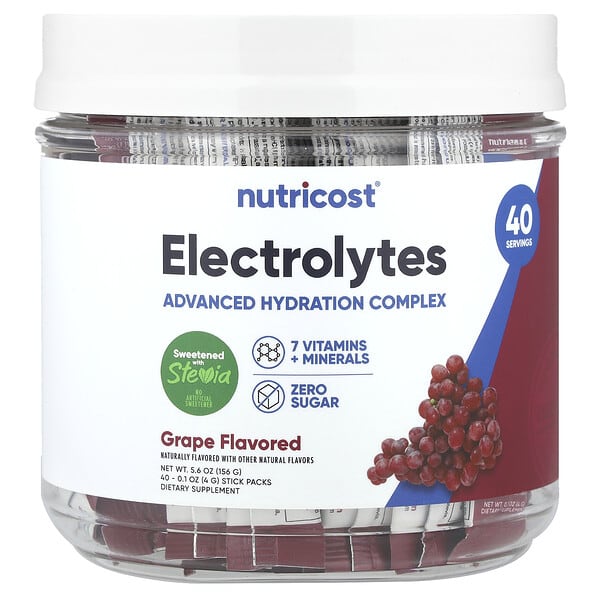 Electrolytes, Advanced Hydration Complex, Grape, 40 Stick Packs, 0.1 oz (4 g) Each