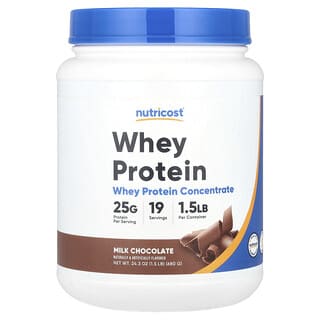 Nutricost, Concentrado de proteína de suero de leche, Chocolate con leche, 680 g (1,5 lb)