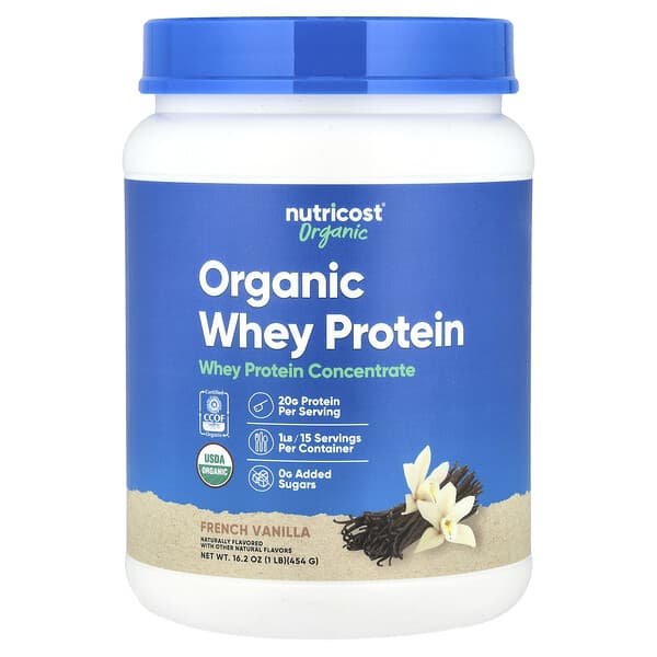 Nutricost, 유기농 유청 단백질, 프렌치 바닐라, 454g(1lb)