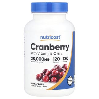 Nutricost, Клюква с витаминами C и E, 120 капсул