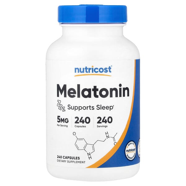 Nutricost, Melatonina, 5 mg, 240 cápsulas