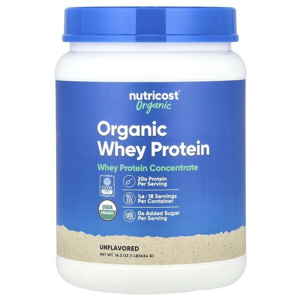 Nutricost, 유기농 유청 단백질, 무맛, 454g(1lb)