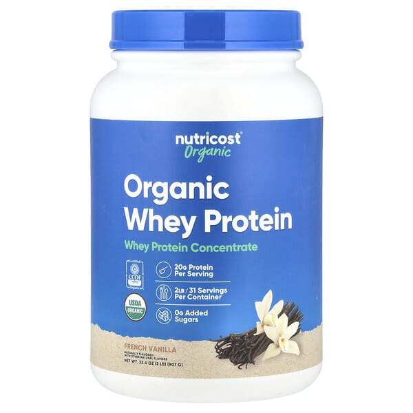 Nutricost, 유기농 유청 단백질, 프렌치 바닐라, 907g(2lb)