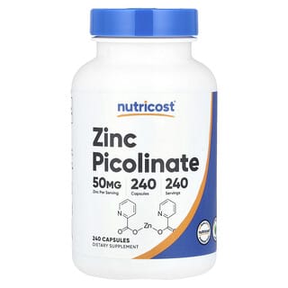 Nutricost, Picolinate de zinc, 50 mg, 240 capsules