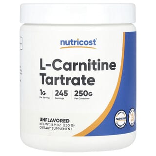 Nutricost, L-карнітин тартрат, без смакових добавок, 250 г (8,9 унції)