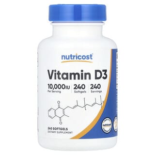 Nutricost, Vitamina D3, 10.000 UI, 240 capsule molli