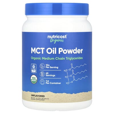 Nutricost, Organic MCT Oil Powder, Unflavored, 16.2 oz (454 g)