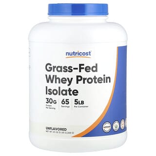 Nutricost, Isolado de Proteína Whey Alimentada no Pasto, Sem Sabor, 5 lb (2.268 g)