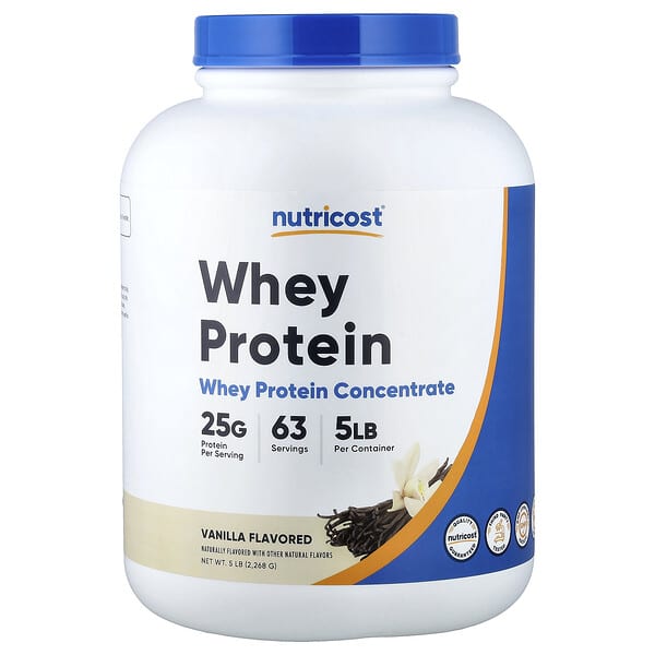 Nutricost, 농축 유청 단백질, 바닐라, 2,268g(5lbs)