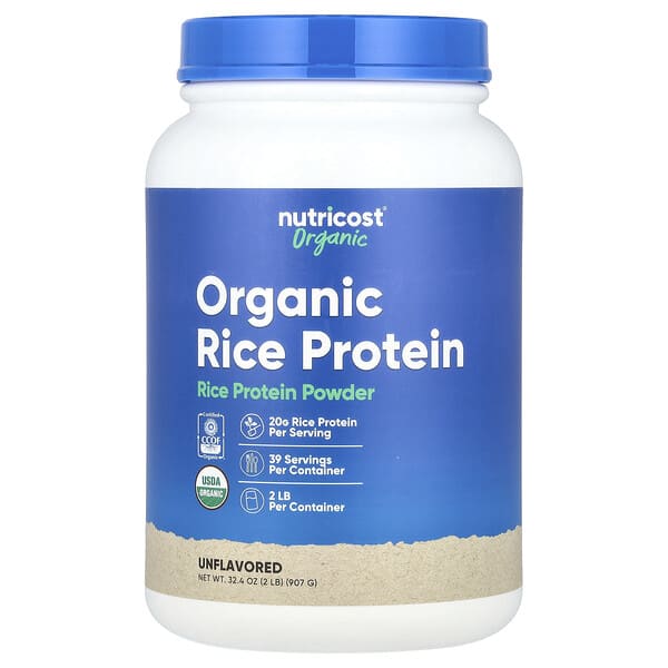 Nutricost, 유기농 쌀 단백질 분말, 무맛, 907g(2lb)