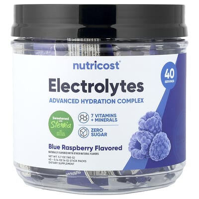 Nutricost Electrolytes Advanced Hydration Complex Blue Raspberry 40-Pack