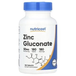 Nutricost, Zinc Gluconate, 50 mg, 180 Tablets