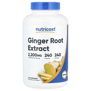 Nutricost‏, תמצית שורש ג'ינג'ר, 2,200 מ"ג, 240 כמוסות