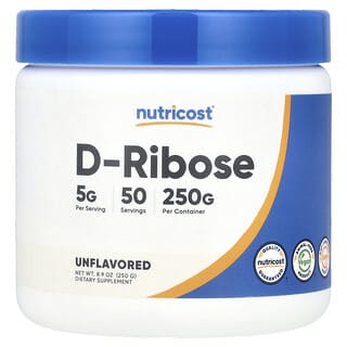 Nutricost, D-Ribose, Unflavored, D-Ribose, geschmacksneutral, 250 g (8,9 oz.)